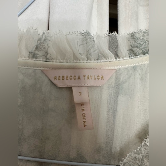 Rebecca Taylor, 100% Pure Silk, Cream and Baby Blue, Size 2 - Picture 3 of 14